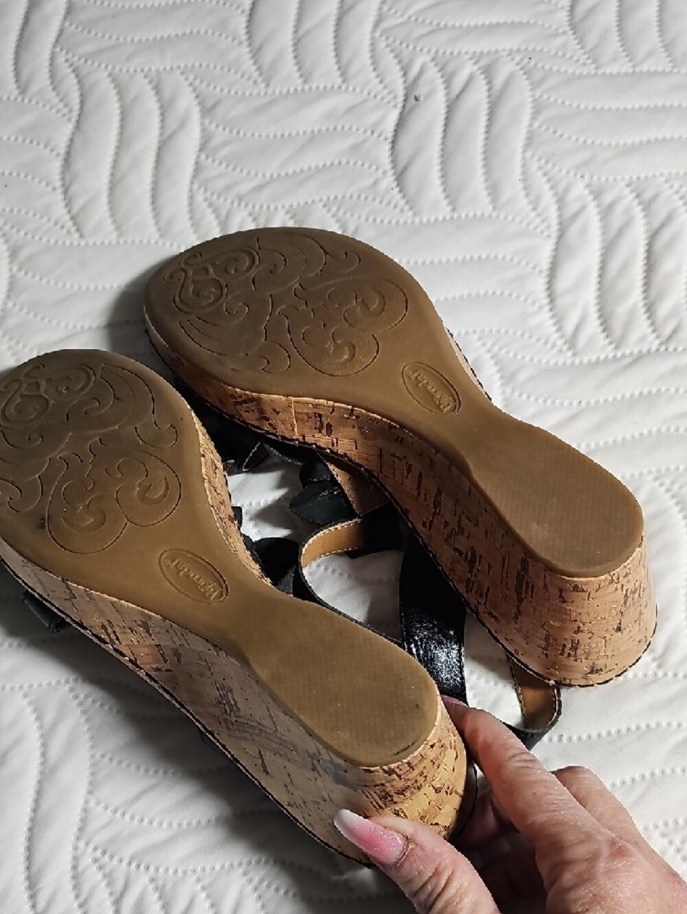 BJORNDAL lds Black Leather Sz9 Floral Strap Sandals - Picture 3 of 5